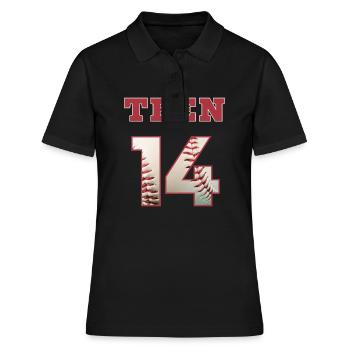 Baseball TEEN 14 - Frauen Polo Shirt - Schwarz - Vorne - Ailine (174cm)