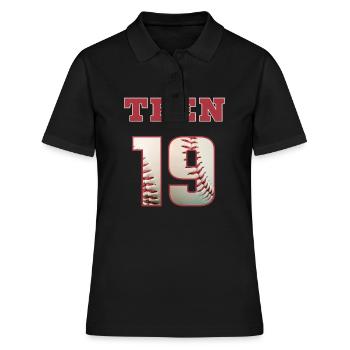 Baseball TEEN 19 - Frauen Polo Shirt - Schwarz - Vorne - Ailine (174cm)