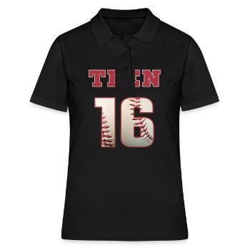 Baseball TEEN 16 - Frauen Polo Shirt - Schwarz - Vorne - Ailine (174cm)
