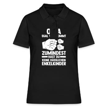 Enkelkinder Großmutter Oma - Frauen Polo Shirt - Schwarz - Vorne - Ailine (174cm)