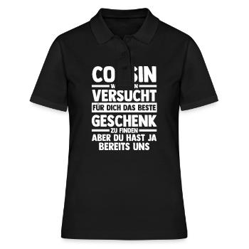Cousin - Frauen Polo Shirt - Schwarz - Vorne - Ailine (174cm)
