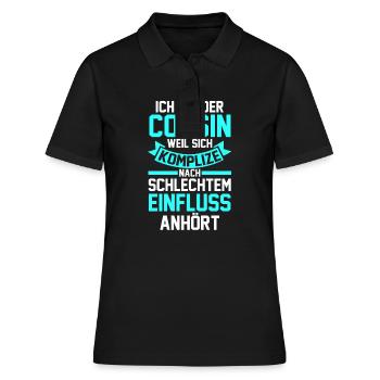 Cousin - Frauen Polo Shirt - Schwarz - Vorne - Ailine (174cm)