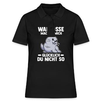 Walross - Frauen Polo Shirt - Schwarz - Vorne - Ailine (174cm)