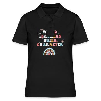 Weird Teachers Build Character - Polo Femme - noir - Devant - Ailine (174cm)