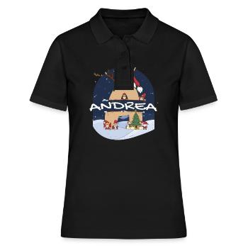 Génial Andrea Nom w Santa Hat dans le thème de Noël - Polo Femme - noir - Devant - Ailine (174cm)