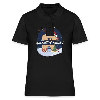 Awesome Reyes Name mit Weihnachtsmütze im Weihnachtsthema - Frauen Polo Shirt - Schwarz - Vorne - Ailine (174cm)