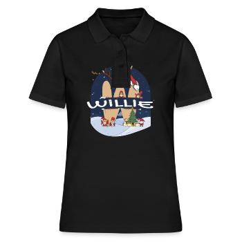 Toller Willie-Name mit Weihnachtsmütze im Weihnachtsthema - Frauen Polo Shirt - Schwarz - Vorne - Ailine (174cm)
