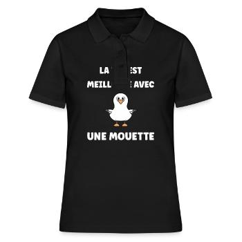 Humour petit mouette - Polo Femme - noir - Devant - Ailine (174cm)