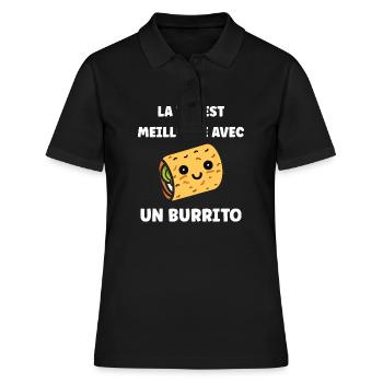 Amour Petit burrito - Polo Femme - noir - Devant - Ailine (174cm)