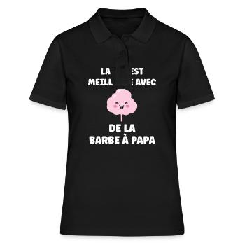 Humour Petite Barbe à papa - Polo Femme - noir - Devant - Ailine (174cm)