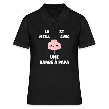 Humour Petite Barbe à papa - Polo Femme - noir - Devant - Ailine (174cm)