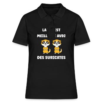 Humour petit suricate - Polo Femme - noir - Devant - Ailine (174cm)