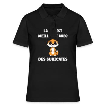 Humour petit suricate - Polo Femme - noir - Devant - Ailine (174cm)