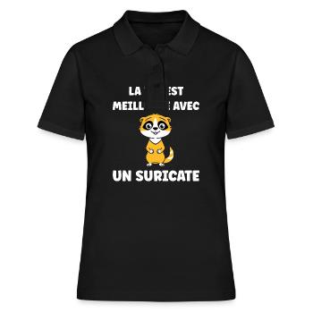 Humour petit suricate - Polo Femme - noir - Devant - Ailine (174cm)