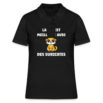 Humour petit suricate - Polo Femme - noir - Devant - Ailine (174cm)