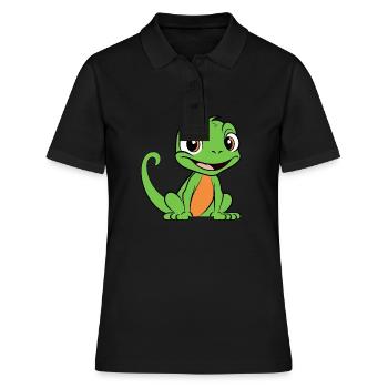 Humour petit lézard - Polo Femme - noir - Devant - Ailine (174cm)