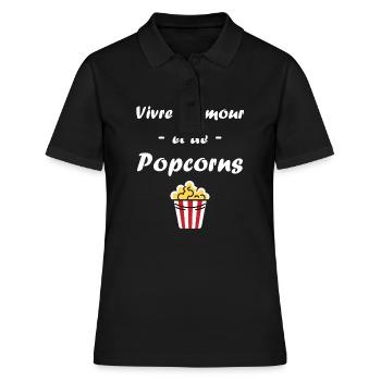 Humour pot de popcorn - Polo Femme - noir - Devant - Ailine (174cm)