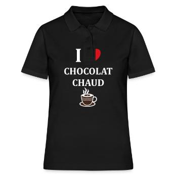 Humour petit chocolat chaud - Polo Femme - noir - Devant - Ailine (174cm)
