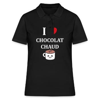 Humour petit chocolat chaud - Polo Femme - noir - Devant - Ailine (174cm)