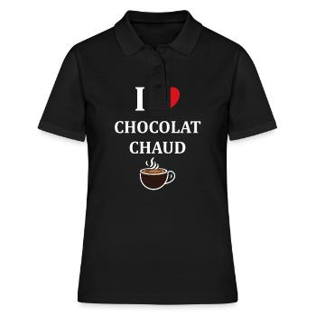 Humour petit chocolat chaud - Polo Femme - noir - Devant - Ailine (174cm)