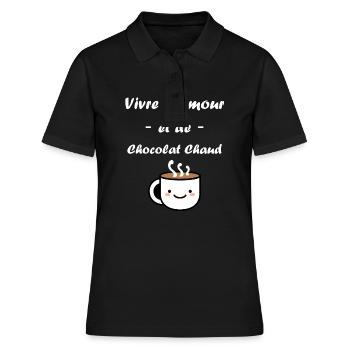 Humour petit chocolat chaud - Polo Femme - noir - Devant - Ailine (174cm)