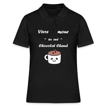 Humour petit chocolat chaud - Polo Femme - noir - Devant - Ailine (174cm)