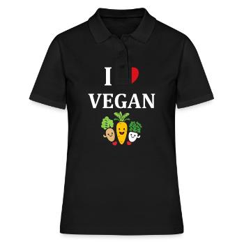 Humour petit légumes vegan - Polo Femme - noir - Devant - Ailine (174cm)