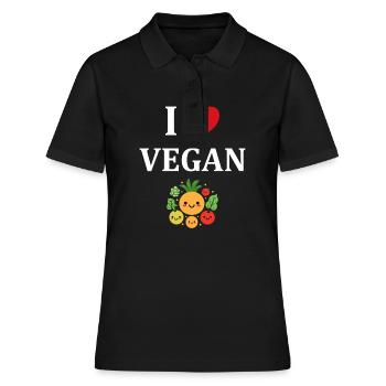 Humour petit légumes vegan - Polo Femme - noir - Devant - Ailine (174cm)