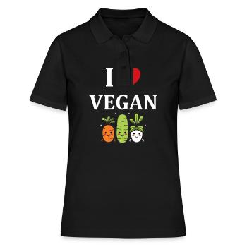Humour petit légumes vegan - Polo Femme - noir - Devant - Ailine (174cm)