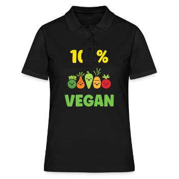 Humour petit légumes vegan - Polo Femme - noir - Devant - Ailine (174cm)