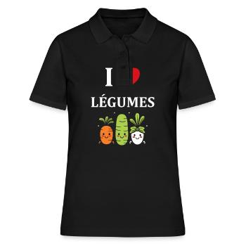 Humour petit légumes vegan - Polo Femme - noir - Devant - Ailine (174cm)