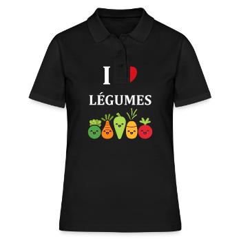 Humour petit légumes vegan - Polo Femme - noir - Devant - Ailine (174cm)