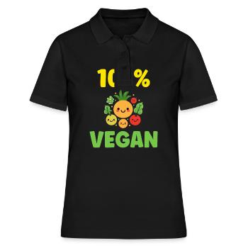 Humour petit légumes vegan - Polo Femme - noir - Devant - Ailine (174cm)