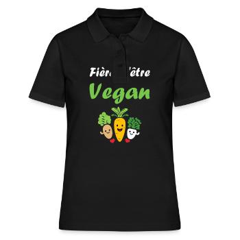 Légumes Humour je suis vegan - Polo Femme - noir - Devant - Ailine (174cm)