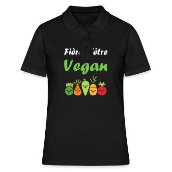 Légumes Humour je suis vegan - Polo Femme - noir - Devant - Ailine (174cm)