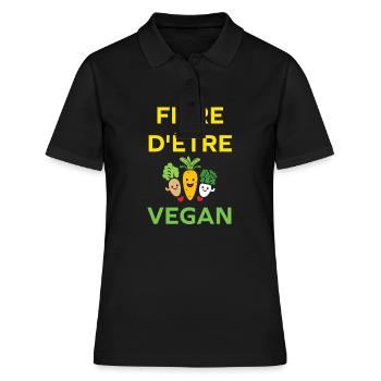 Légumes Humour je suis vegan - Polo Femme - noir - Devant - Ailine (174cm)