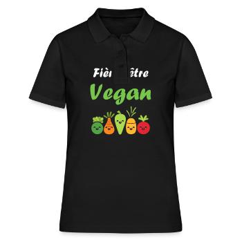 Légumes Humour je suis vegan - Polo Femme - noir - Devant - Ailine (174cm)