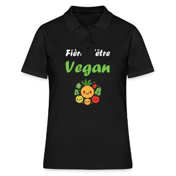 Légumes Humour je suis vegan - Polo Femme - noir - Devant - Ailine (174cm)