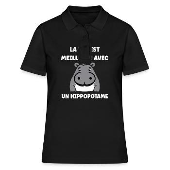 amour petit hippopotame - Polo Femme - noir - Devant - Ailine (174cm)