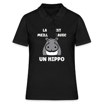 amour petit hippopotame - Polo Femme - noir - Devant - Ailine (174cm)
