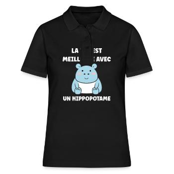 amour petit hippopotame - Polo Femme - noir - Devant - Ailine (174cm)
