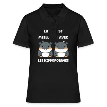 amour petit hippopotame - Polo Femme - noir - Devant - Ailine (174cm)