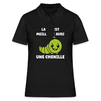 Chenilles insecte Amour petite chenille - Polo Femme - noir - Devant - Ailine (174cm)