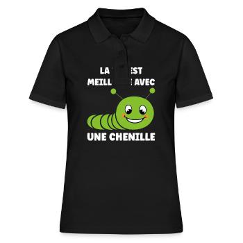 Chenilles insecte Amour petite chenille - Polo Femme - noir - Devant - Ailine (174cm)