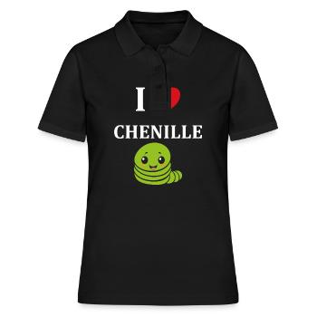 Chenilles insecte Amour petite chenille - Polo Femme - noir - Devant - Ailine (174cm)