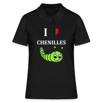 Chenilles insecte Amour petite chenille - Polo Femme - noir - Devant - Ailine (174cm)