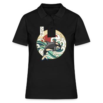 Épaulard japonais rétro grande vague orque orque - Polo Femme - noir - Devant - Ailine (174cm)
