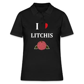 Fruit Humour petit litchi - Polo Femme - noir - Devant - Ailine (174cm)