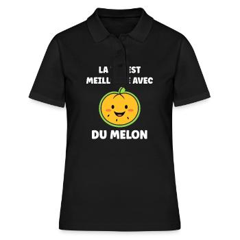 Fruit Humour petit Melon - Polo Femme - noir - Devant - Ailine (174cm)