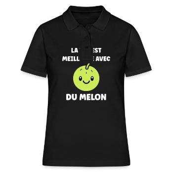 Fruit Humour petit Melon - Polo Femme - noir - Devant - Ailine (174cm)